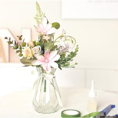1pc magnolia hand tie Artificial flower Wedding Party hotel home decoration orchid fake flower bridesmaid hand flowers