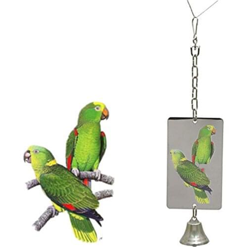 1Pc Parrot Bird Parakeet Hanging Mirror Bell Play Toy Cage Decoration Pet Supplies Bird Mirror