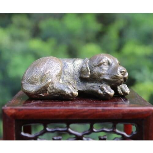 10 cm Western art Deco Pure Bronze farm Animal Pet Dog whippet terrier sculpture Copper small statue