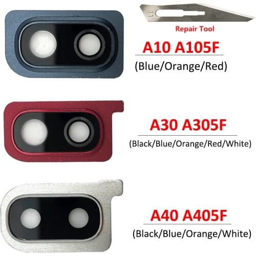 100% Original New Rear Camera Glass Lens Cover With Frame Holder Replacement Spare Parts For Samsung Galaxy A10 A30 A40