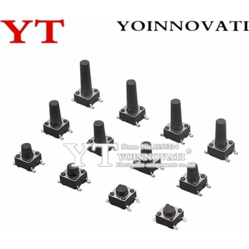 1000Pcs 6x6mm Panel PCB Momentary Tactile Tact Mini Push Button Switch SMT 4pin 6x6x4.3-12 MM 6*6*4.3MM 5MM 6MM 7MM 8MM - 12MM