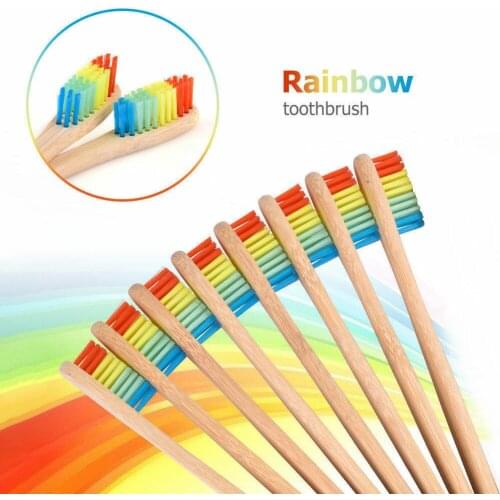 10x Eco-Friendly Bamboo Rainbow Toothbrush Handle Soft Health Oral Care Supplies