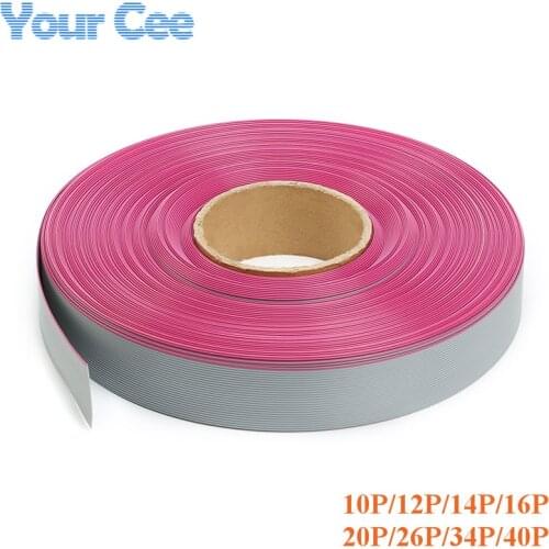2m/lot Gray Flat Ribbon Cable FC Data Cable 1.27mm Spacing Pitch 10P 12P 14P 16P 20P 26P 34P 40P 10Way 12Way 20Way 34Way 40Way