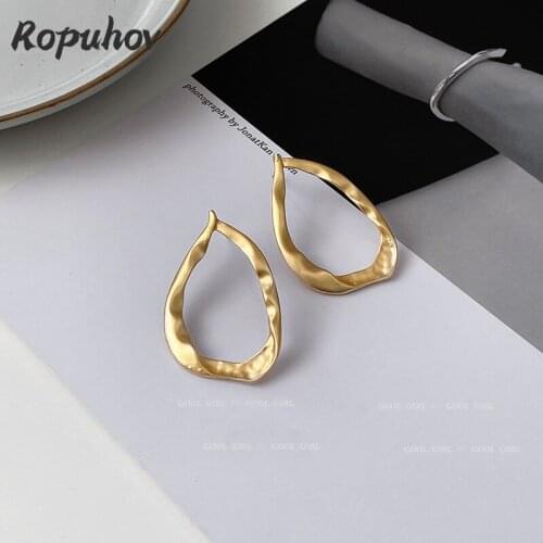 ROPUHOV 2021 Korean Trendy 925 Silver Needle Personalized Water Drop Earrings Metal Earrings Female