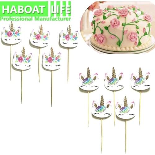 24pcs Unicorn Birthday Cake Insert Card Baking Decor Sticks for Wedding Christamas Party Decoration Accessories E