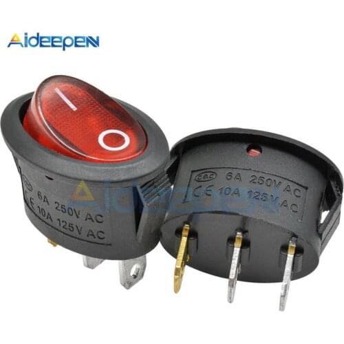 5PCS KCD7 Round Rocker Switch 2 Position/ 3 Position 2 Pins / 3 Pins Boat Power Switch 6A 250VAC/ 10A 125VAC ON-OFF ON-OFF-ON