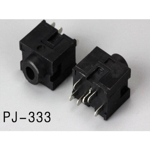 5pcs 3.5mm vertical headphone jack 6 foot pin 4 fixed foot power socket female