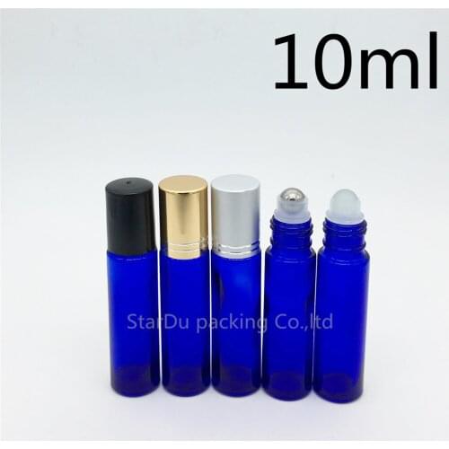 500pcs/lot 10ml blue roll on perfume bottle, 10ml blue essential oil rollon bottles, small glass roller container
