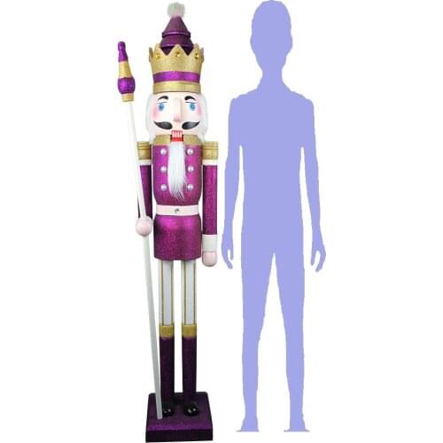 CDL 4feet/120cm/4ft/4foot Life Sized large/Giant Purple Glitter Christmas Wooden Nutcracker King & Soldier Ornament Doll K34