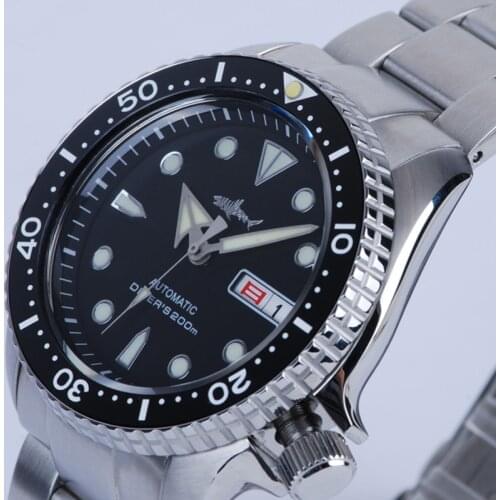 Shark SKX007 Black Dial Sapphire 200m Water Resistance Japan NH36A Automatic Movement Men Dive Watches