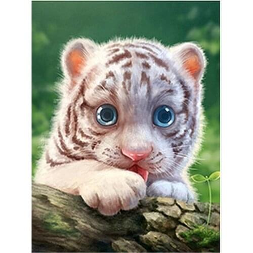 Diy Diamond Painting Mosaic Animals Embroidery Square/round Baby Tiger Full Resin Drill Diamond Home Room Decoration Hobby