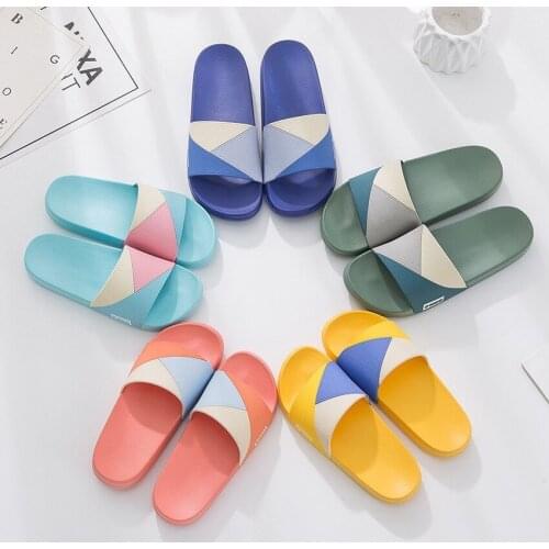 House Slippers Indoor Bath Non Slip Slides Four Seasons Soft Bottom Comfortable Home Slippers Couple Family Flip Flops for Women