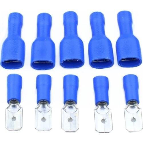 FDFD2-250 MDD2-250 blue 6.3mm 16-14AWG Wiring Connector Insulated Crimp Terminal Spade