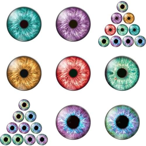 Animal Eyes Dragon Doll Toy Eyeball Mixed or Pairs 12mm/20mm/25mm/30mm Round Photo Glass Cabochon Demo Flat Back Making Findings