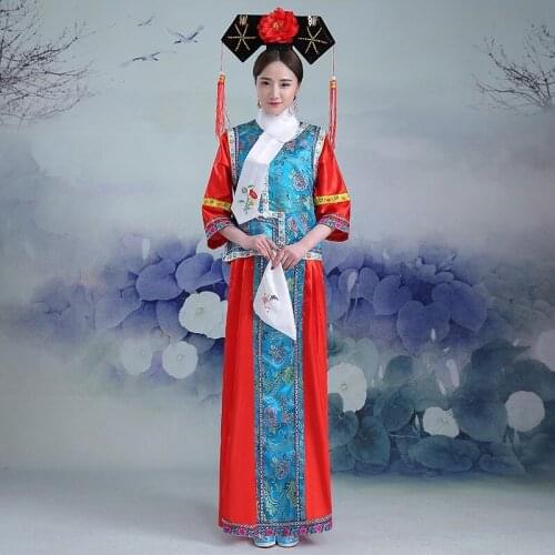 Hot Sale 5 colors new Embroidery girl Qing Dynasty Princess Costume womens ancient court dress for cosplay stage performance