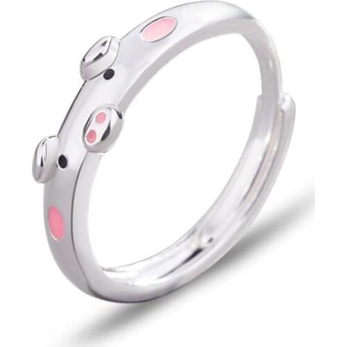 Exquisite Cute Animal Pig Adjustable Opening Rings For Women Girls Jewelry Party Gift Rings SAR137