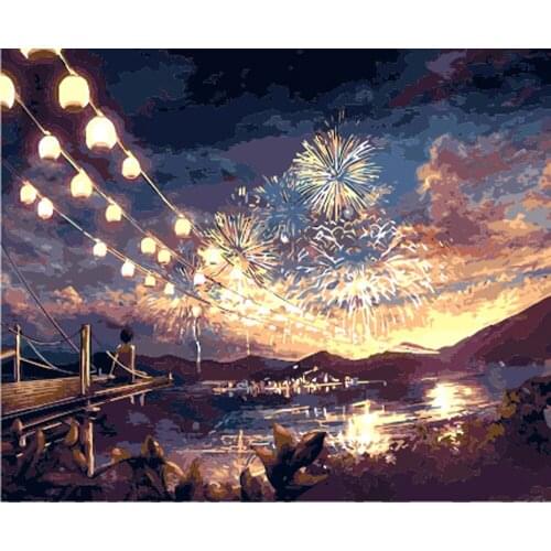 Cartoon Story DIY Digital Oil Painting By Numbers Landscape Handpainted Acrylic Paint Picture Wall Art Home Decor