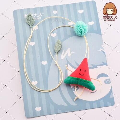 Korean Style Watermelon Pineapple Fabric Fruit Shape Leaves Mesh Ball Childrens Clothing Decorative Necklace