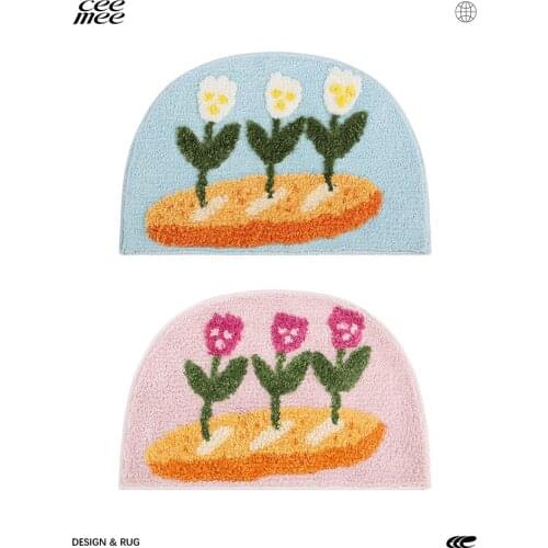 Artist Cooperation Carpet Bedroom Door Mat Household Flower Plush Ins Style bedroom decor rugs and carpets for home living room