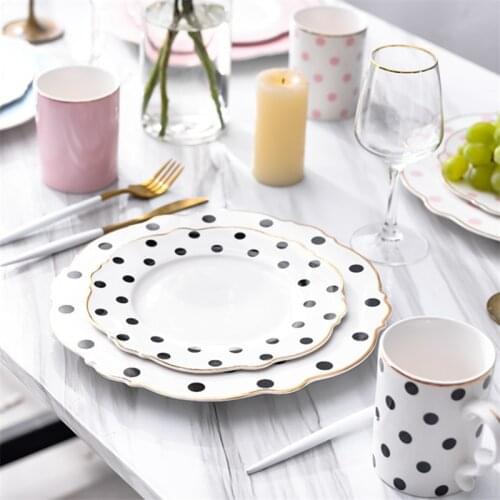 Nordic Creative Ceramic Pink Wave Point Phnom Penh Dish Simple Dessert Plate Irregular Western Steak Plate Kitchen Dinnerware