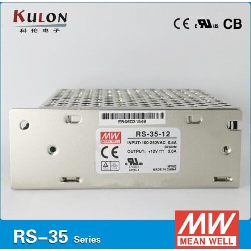 Meanwell RS-35 Single Output Power Supply 35W 3.3V/7A 5V/7A 12V/3A 15V/2.4A 24V/1.5A 48V/0.8A PSU smps