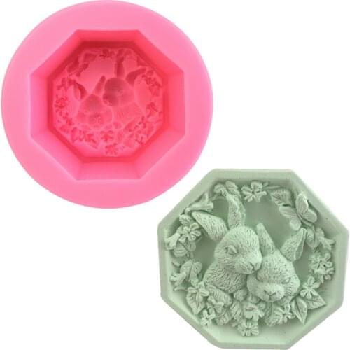 Cute rabbit Silicone mold Handmade soap gypsum Epoxy decorative decoration mold candle mold