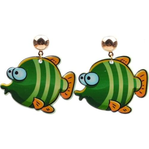 Cute Cartoon Color Ocean Series Beach Fish Earrings Womens Fashion Personality Beach Seaside Accessories Creative Jewelry Gifts