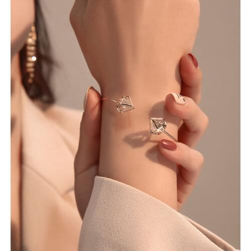 Yobest Rose Gold Zircon Fashion Crystal-shape Charm Bracelet Femme Womens Accessories Jewelry Gold Trendy Simple B00352