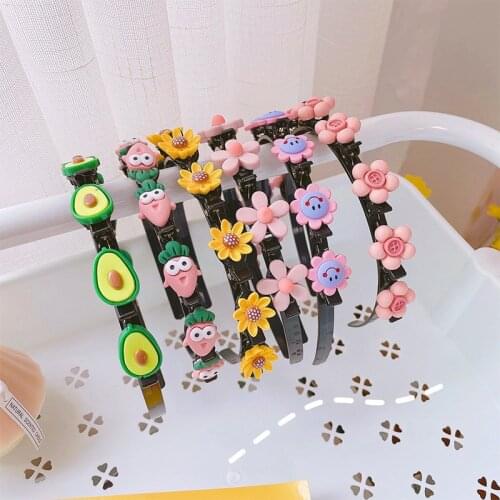 Cartoon Hair Bands Children Hair Hoop Headband Braided Sweet Flower Hair Clips Cute Hairpin Girls Fashion Headpiece Accessories
