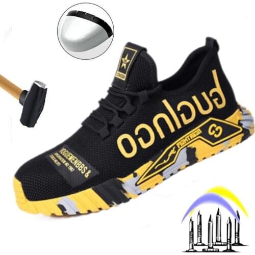 New mens steel head work safety shoes casual breathable outdoor sports shoes anti-puncture boots comfortable industrial shoes