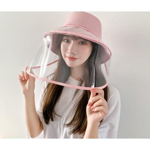 Unisex Summer Bucket Hats Big Brim Transparent Protection Removable Fisherman Hat Sun Cap