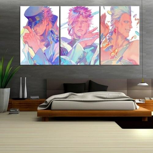 HD Prints Posters Framework Modular Art Pictures 3 Pieces Anime JoJos Bizarre Adventure Canvas Paintings Living Room Home Decor