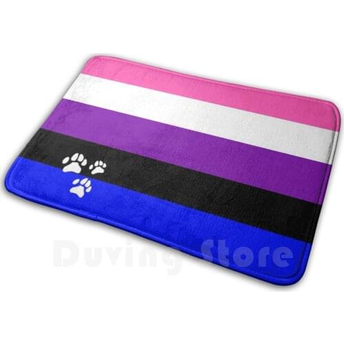 Genderfluid Pride Mat Rug Carpet Anti-Slip Floor Mats Bedroom Genderfluid Nonbinary Binary Non Happy Gay Month Pride Paw Furry