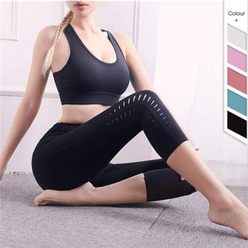 Sexy hollow out women 3/4 leggings Yoga/gym Girls sports Compression Tight Pants top quality sportswear Female Dropshipping