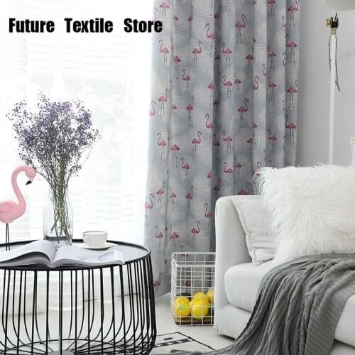Modern Childrens European Polyester Cotton Printing Curtains for Living Dining Room Bedroom