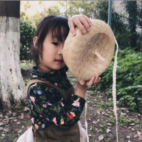 2021 New Cute Girl Korean Version of Spring and Summer Sun Shade and Sunscreen Photo Artist Wheat Straw Hand-woven Straw Hat