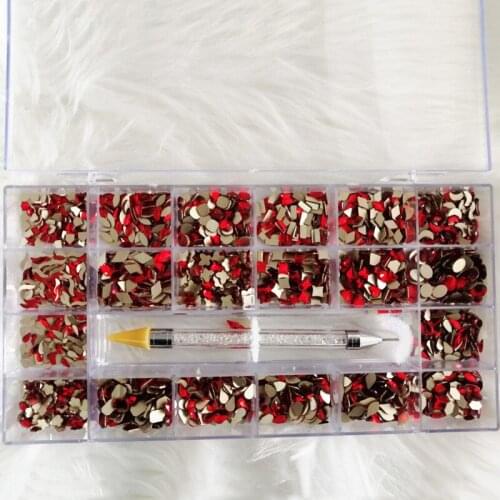 High Quality AB Glass 3DNail Fancy Crystal Rhinestone Decoration Nail Stone Box Rhinestone/Nail Shaped Rhinestone Set Kit 2000pc