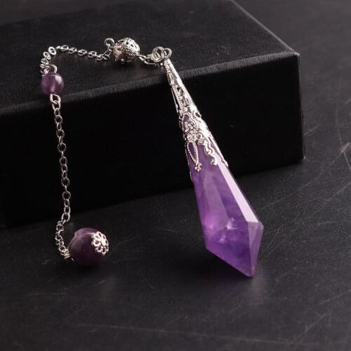 High Quality Natural Amethysts Pendulum For Dowsing Natural Stone Pendant Healing Crystal Pendule Chakra Reiki Energy Pendulum