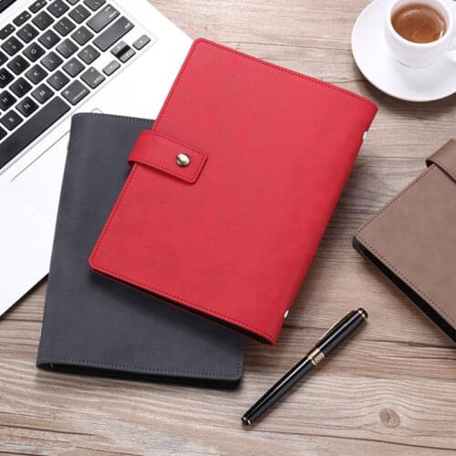 Yiwi A5 Business Planner Black Red Soft Pu Leather loose Leaf Binder Spiral Office Notebook With line Inner Pages