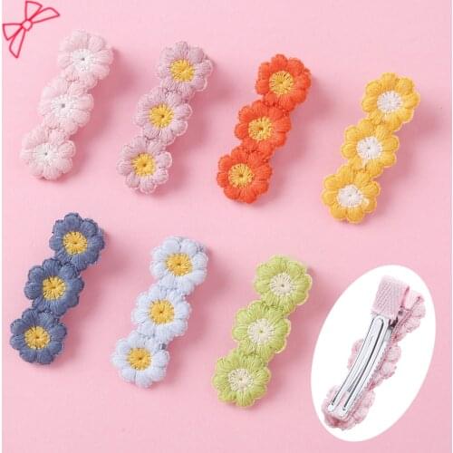 Korean Knitted Daisy Hair Clips For Girls Cute Flower Hairpins For Kids Gifts Children Headband Hair Accessories For Women 2020