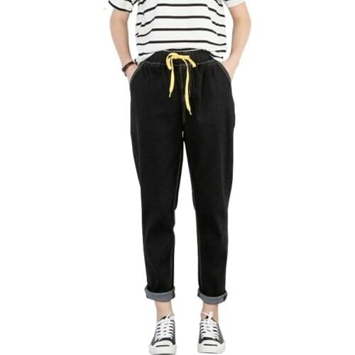 Plus Size Loose Jeans for Womens Students Boyfriend Autumn Ankle-Length Pants Ladies Harajuku Pantalon Femme Stretch Trousers