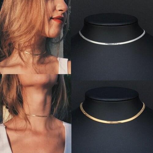 Snake Jewelry Simple Choker Necklace Chain Fashion Accessories Silver Color Gold Color