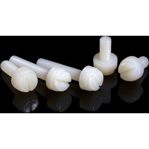 100PCS M6*6/8/10/12/16/20/25/30MM ANTI RUSTED White Nylon Knurl Hand Screw Computer Insulation Bolts Slotted Tighten Thumb Screw