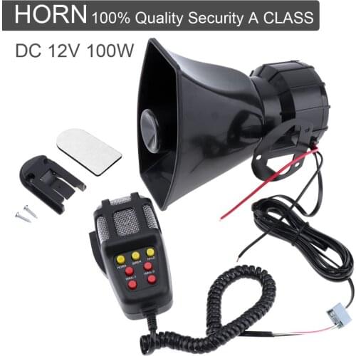 12V 100W 7-Sound Loud Car Warning Alarm Police Fire Siren 120-150dB Air Horn PA Speaker Car Accessories Car Warning Alarm