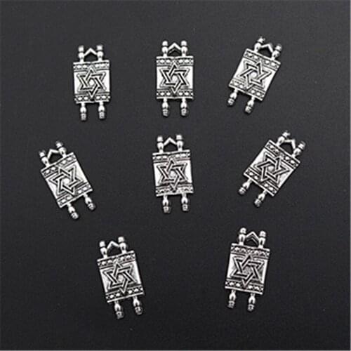 20pcs Silver Color David Star Reel Charm Alloy Pendants Vintage Bracelet Earrings DIY Metal Jewelry Manual Accessories A1399