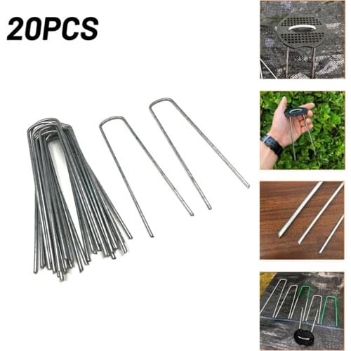 Hooks U Tent Pegs 15cm 20pcs Camping Tarpaulin Gazebo Durable Hot Sale