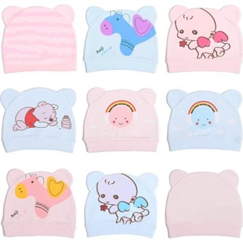 2020 Baby cartoon pattern Hat With Ears Cotton Warm Newborn Baby Girl Boy Autumn Winter Hat For Kids Infant Toddler Beanie Cap