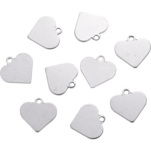 300pcs Stainless Steel Pendants Bracelet Necklace Heart Tag Charms for DIY Jewelry Making Findings