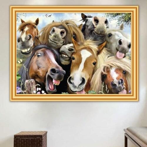 5D DIY Diamond Painting Animal Horse Cross Stitch Kit Full Drill Diamond Embroidery Mosaic Art Picture of Rhinestones Decor Gift