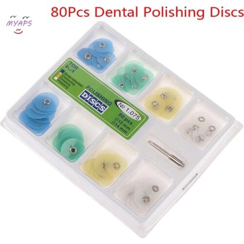 80pcs Dental Supplies Resin Filling Material Dentist Tools Finishing Dental Discs Dental Polishing Strips Mandrel Set